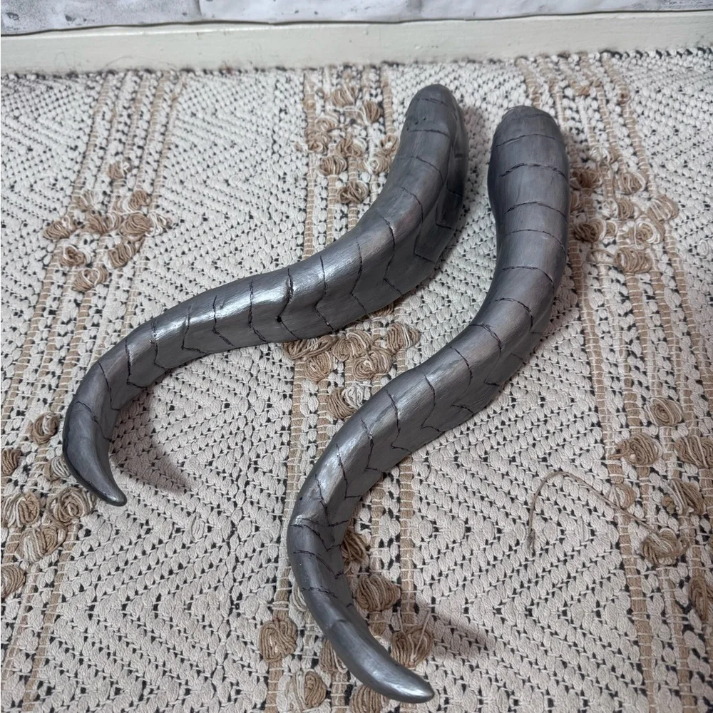 Handmade Metallic Large Silver Cosplay Horns